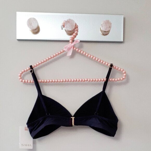 NWT Saha Swimwear black front binding triangle bikini top & bottom set - Picture 8 of 12